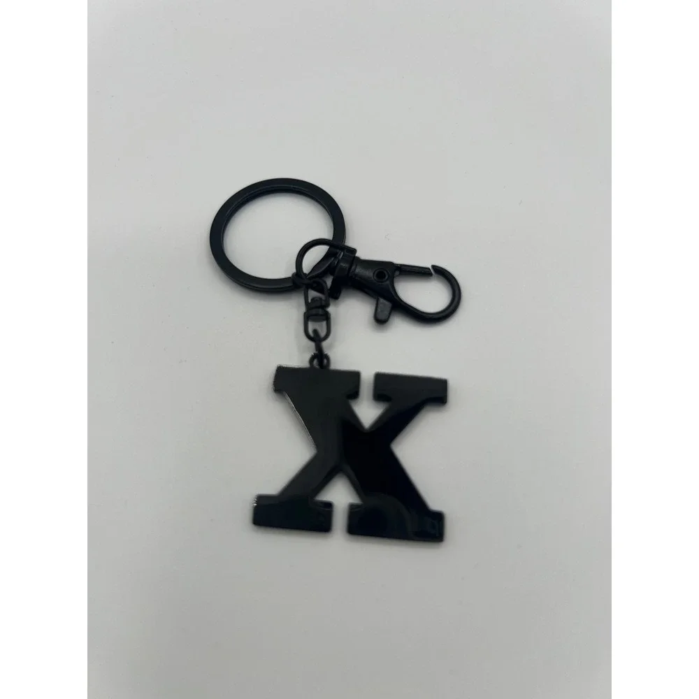 Black Metal Letter X Initial Keychain with Lobster Claw Clasp Swivel Ring Charm
